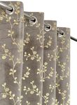 Panipat Textile Curtain Heavy Velvet Fabric Luxury Looks Room Darkening Floral Designer Curtains 8 Feet for Door, Grey, Pack of 4 Pieces