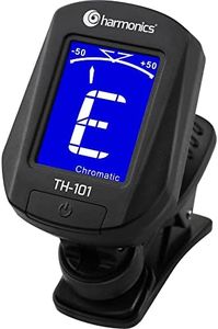 Harmonics TH-101 Clip-on Tuner for Guitar, Bass, Violin, Ukulele, Chromatic, Guitar Tuner with LED Screen, Black