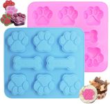 Skytail Silicone Mold with Puppy Dog Paw and Bone Shaped 8 Cavity 2 in 1, Reusable Ice Cube Trays & Flexible Candy Chocolate Mould for Homemade Dog Cat Treats, Pudding, Jelly & Baking Biscuits