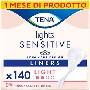 TENA Lights Sensitive - Proteggi-slip discreto, Pacco Scorta Mensile - Proteggi-slip per piccole perdite femminili, discreti e confortevoli, 5 confezioni x 28 pezzi