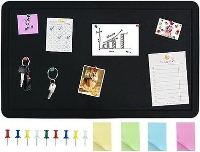 Vuzvuv Black 28"x16" Large Cork Board with 50 Push Pins & Sticky Notes, Self-Adhesive Bulletin Board No Damage for Wall, Felt Pin Board for Paste Notes, Photos, Schedules Offices Home