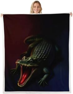Feelyou Crocodile Sherpa Blanket Wild Alligator Pattern Blanket for Couch Travel Sofa Teens Ultra Soft Wildlife Style Fleece Blanket Horror Animal Theme Bed Decor Fuzzy Blanket Queen 90"x90"