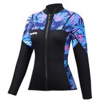 Owntop Wetsuit Jackets Women, 2MM Wetsuit Top Long Sleeve, Comfort Fit Keep Warm for Swimming Surfing Scuba Diving (Purple, S)