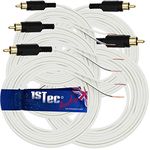 1STec 5 x Gold Plated Bose 5.1 Acoustimass Lifestyle 10 15 18 28 48 V and T System Rear or Front Cube Surround Sound Satellite Speaker Wire RCA to Stripped Bare Ends (5 Lead Set, White)