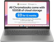HP Chromebook 15.6" | Intel N100 Processor | 4 GB RAM | 128 GB Flash Storage | Intel UHD Graphics | HD Display | Up to 11.5 Hours Battery | Chrome OS | Dual Speakers | Mineral Silver | 15a-nb0005sa