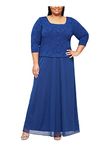 Alex Evenings Women's Plus Size Stretch Lace Bodice Mock One Piece Gown Special Occasion Dress, Electric Blue, 22
