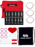 ChiaoGoo Knitting Needles Interchangeable Twist Shorties Red Lace 2 and 3-Inch Small Needle Set Bundle with 1 Artsiga Crafts Project Bag 7230-M