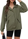 Zeagoo Rain Jackets For Women Waterproof Rain Coat Windbreaker With Hood Pockets Water Resistant Ski Jacket Army Green L