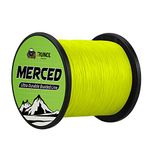 RUNCL Braided Fishing Line Merced, 4 Strands Braided Line - Proprietary Weaving Tech, Thin-Coating Tech, Stronger, Smoother - Fishing Line for Freshwater Saltwater (Hi-Vis Yellow, 6LB(2.7kgs), 300yds)