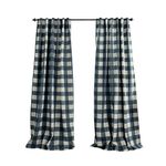 Elrene Home Fashions Grainger Buffalo Check Blackout Window Curtain Panel, 52" x 95" (1, Indigo