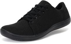 WHITIN Men's Minimalist Barefoot Sneakers | Wide fit | Zero Drop Sole | Upgraded Footbed, W71v5 | All Black, 9