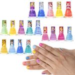 Townley Girl Disney Princesses Super Sparkly Peel-Off Nail Polish Deluxe Present Set for Girls, 18 Colors