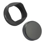 Haoge Square Metal Lens Hood for Fuji Fujifilm X100VI FinePix X100V X100F X100 X100S X100T X70 Camera Black LH-X54B+Cap-X54B Lens Shade with Cap and 49mm Adapter Ring kit