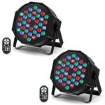 U`King 2 Pack LED Par Light, RGB 36 LED Stage Lights Console 7CH Control, 7 Modes Par Can Lights with Remote Control for Wedding Club Party Concert Bars Show