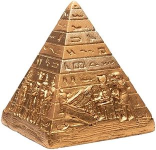 Discoveries Egyptian Imports Miniature Pyramid Statue - Gold Finish - 3.25" - Hand Finished with Hieroglyphs - Made in Egypt