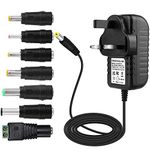 YUWLDD Power Supply Adapter 12V 1A 12W,Power Plug for Home Appliances,CCTV Camera,Yamaha keyboard,Routers,Hubs,LED strips,Telekom,T-Com,Speedport,Radiowecker,Scanner,Switch+7 Plugs