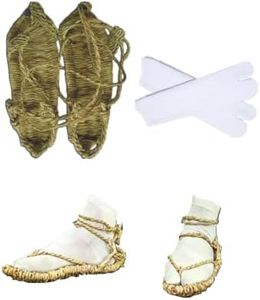 ZNZXYCOS Anime Adult Anime Cosplay Woven Straw Sandals Shoes White Socks Halloween Party Accessories (one Size)