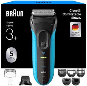 Braun Series 3+ Electric Foil Shaver for Men, Wet & Dry Razor, Blue