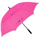 G4Free 62 Inch Automatic Open Golf Umbrella Extra Large Rain Umbrella Oversize Double Canopy Vented Windproof Waterproof Stick Umbrellas(Pink)