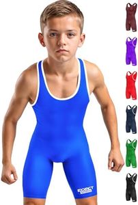 Exxact Sports Plain Youth Wrestling Singlet For Boys, Premium Powerlifting Singlet, Kids Wrestling Singlets For Training - (Royal, YL)