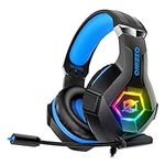 Gaming Headset Stereo Surround Sound Gaming Headphones with Breathing RGB Light & Adjustable Mic for PS4 PS5 PC Xbox One Laptop Mac