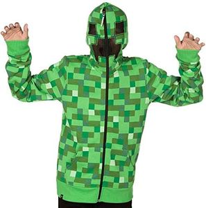 JINX Minecraft Big Boys' Creeper Zip-Up Costume Hoodie, with Mask, Green, Large