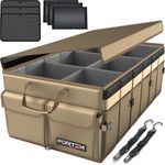 FORTEM Car Trunk Organizer, Car Storage Organizer, Collapsible Multi Compartment Car Organizer, SUV Trunk Organizer, Non Slip Bottom, Adjustable Securing Straps, Foldable Cover (Tan, X-Large)