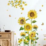 Runtoo Sunflower Wall Stickers Garden Floral Wall Decals Living Room Bedroom Kitchen Nursery Wall Decor