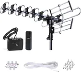 Five Star Outdoor HD TV Antenna Strongest Up to 200 Miles Long Range with Motorized 360 Degree Rotation, UHF/VHF/FM Radio with Infrared Remote Control Advanced Design Plus Installation Kit