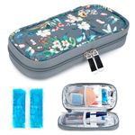 YOUSHARES Medicine Cool Bag with 2 Ice Packs - Insulin Cooler Travel Case Diabetic Case for Insulin Pen Carry Case for Diabetes Supplies Small Insulated Bag (Grey Camellia)