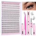 Natural Lash Extension Kit Wispy Eyelash Clusters 9-11mm Lash Cluster Kit with Lash Bond and Remover and Lash Applicator 180pcs Cluster Eyelash Extensions Kit for Beginners DIY at Home by Yawamcia