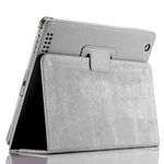 Leather Flip Stand Folio Case Plain Cover for Apple iPad Air 1,2,5th,6th Gen 9.7" (For Apple iPad (5th Generation), Silver)