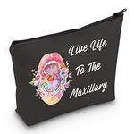 Dental Humor Makeup Bag Live Life to The Maxillary Cosmetic Bag Dentists Gift Dental Hygienist Gift (Live Life to The Maxillary B CA)