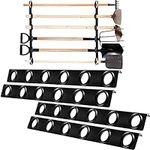Dunzy 4 Pack 6-Tool Landscape Trailer Rack for Lawn Equipment 6 Hole Hand Tool Storage Rack Landscaping Shovel Holder for Truck with 24 Pieces Rubber Grommets and Mounting Hardware Accessories, Black