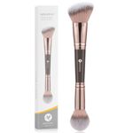 KINGMAS Foundation Makeup Brush, Double Ended Bronzer Brush Angled & Round Contour Brushes for Beauty Blending Liquid Powder, Concealer Cream Cosmetics Blush (Brown)