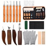 Wood Working Tools Kit, Wood Carving Kit for Adult Beginners, Professional Woodworking Tools Set, Including 4 Wood Knives and 6 Chisels, Basswood Blocks, Storage Bag, for DIY Lovers