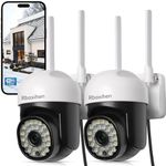 2.4G/5G Outdoor Security Camera Wi-Fi Cameras 2 Pack,360°PTZ Camera Surveillance Exterieur for Home&Pet Security with Phone App/Motion Detection/Color Night Vision/2 Way Audio/Free Cloud Storage