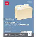 Office Depot White Permanent Inkjet/Laser File Folder Labels, 2/3in. x 3 7/16in., White, 505-0004-0011 by Office Depot