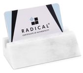 Radicaln Marble Business Card Holder White 4" Handmade Card Holder Stand For Office Desk - Office Décor With Business Card Organizer, Business Card Holder & Credit Card Holder