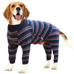 Dog Recovery Suit Abdominal Wound After Surgery Wear Prevent Licking Wounds E-Collar & Cone Alternatives Postoperative Shirt Dog Pajamas Long Sleeve Prevent Shedding (Medium, Blue)