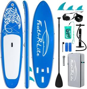 FEATH-R-LITE Inflatable Paddle Board Stand Up Paddleboards for Adults SUP with Complete Premium Accessories Pump, Adjustable Paddle, Leash, Three Fins, Waterproof Phone Bag, Repair Kit, Backpack