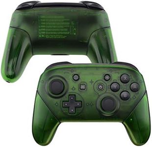 eXtremeRate Transparent Clear Green Faceplate Backplate Handles for Nintendo Switch Pro Controller, DIY Replacement Grip Housing Shell Cover for Nintendo Switch Pro - Controller NOT Included