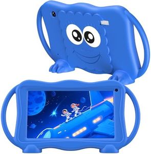 Trayoo Kids Tablet 7 Inch Tablets for Kids 3-12, 32GB Toddler Tablet with Dual Camera, Parental Control, Solid Case, WiFi, GMS, YouTube, Netflix, Android Learning Software Installed(Blue) (Teal)