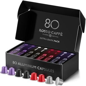 ROSSO CAFFE Espresso Coffee Pods, Compatible with Nespresso Original Machines, Reserve Intense Dark Roast Pack, 80 Capsules - Made in Italy