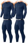 TELALEO 2 Set Mens Thermal Underwear Fleece Lined Long Johns 4 Pcs Base Layer Shirts Pant for Cold Winter Weather S