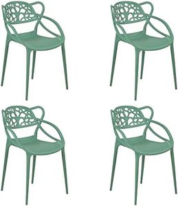 Totò Piccinni Sedia INFINITY TIMBER in Polipropilene Moderna Design Impilabile (Verde Salvia, 4)