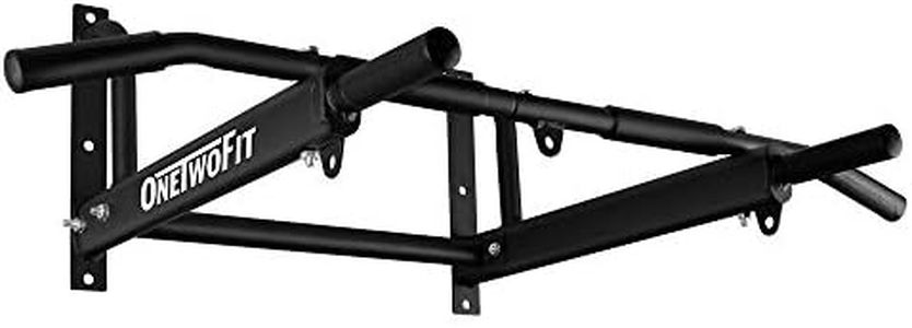 ONETWOFIT Wall Mounted Pull Up Bar with More Stable 6-Hole Design for Indoor and Outdoor Use, Maximum Weight 440 Lbs OT103