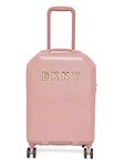 DKNY Fashion Metal Logo Hardside Upright with 8 Spinner Wheels, Abs+pc Case Luggage with TSA Lock, Dark Rose, 21" Carry On, Fashion Metal Logo Hardside Upright with 8 Spinner Wheels, Abs+pc Case