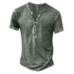 Men's Vintage Short Sleeve T-Shirt Button V Neck Workout Tops Solid Muscle Fit Athletic Tee Shirts Casual Tee Shirt Subscriptions On My Account Login Mens Sport Shirts Green