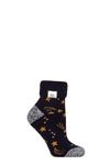 HEAT HOLDERS SOCKSHOP Ladies Socks - Turn Over Cuff Sleep Lite, Warm Chunky Thermal Bed Socks, Patterned, 1 Pair Pack Size 4-8 Navy/Gold Stars